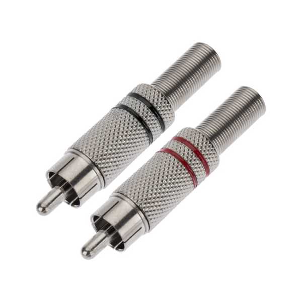 Разъем штекер RCA металл пайка черный/красный 14-0405-4