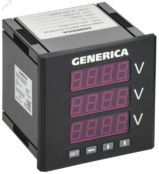 Вольтметр цифровой щитовой трехфазный 96х96мм LED GENERICA IDV21-5-3-0-LED-G