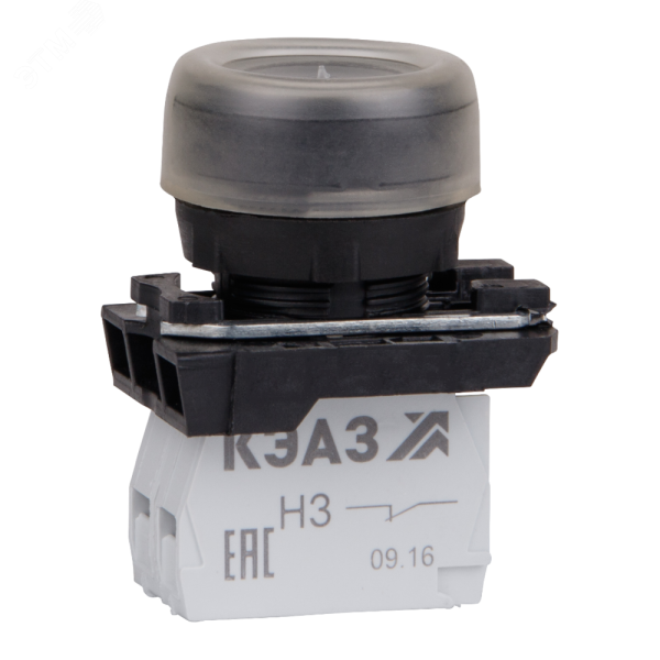Кнопка КМЕ4610м-черный-1но+0нз-цилиндр-IP65- 332055