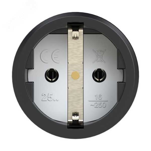 Розетка каб 16A/250V/2P+E/IP20 корпус черный, маркер черный 00-00026218