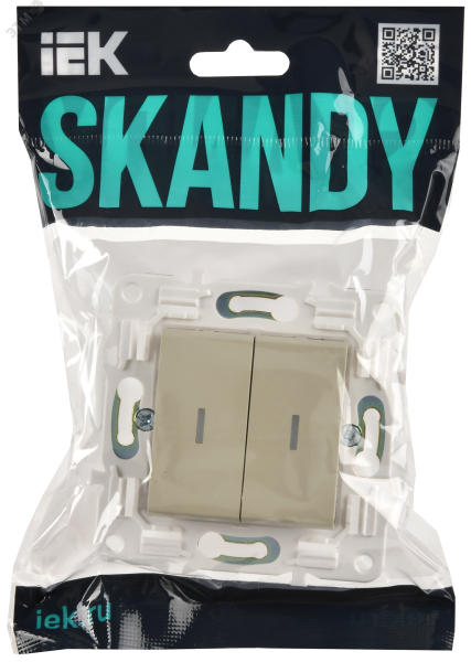 SKANDY Выключатель 2-клавишный проходной с индикацией 10А SK-V10B бежевый IEK SK-V22-1-10-K10