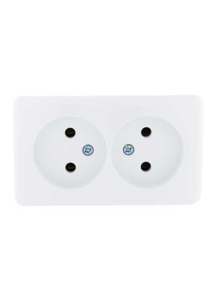 Розетка 2-м ОП Viola 16А IP20 без заземл. бел. 751-0200-128