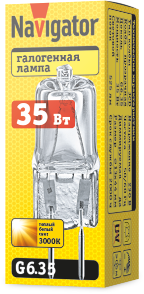 Лампа Navigator 94 213 JCD 35W clear G6.35 230V 2000h(кр.20шт)
