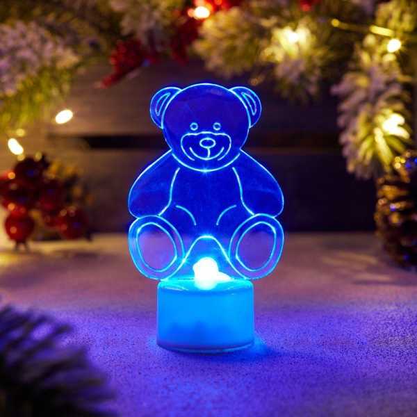 Фигура светодиодная &amp;amp;quot;Мишка 2D&amp;amp;quot; 1LED RGB 0.1Вт IP20 на подставке элементы питания 3хAG13(LR44) (в компл.) 501-047