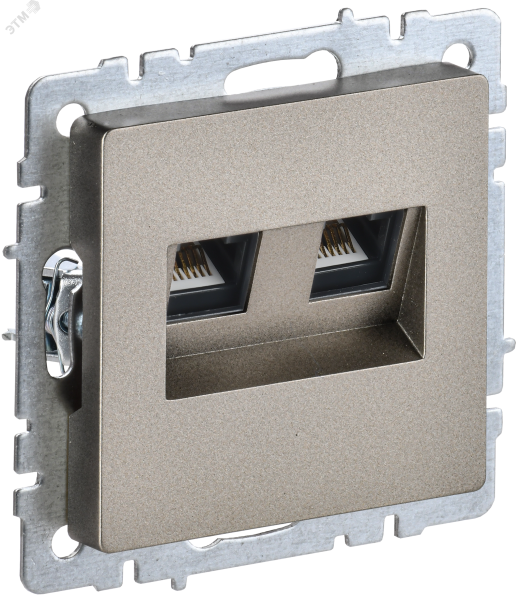 BRITE Розетка двойная RJ11+RJ45 кат.5E РК/Т12-БрШ шампань BR-KT20-O-1-K37