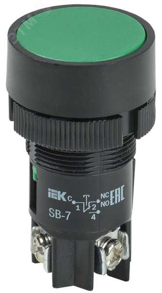 Кнопка SB-7 &amp;amp;quot;Пуск&amp;amp;quot; d22мм 1з+1р 240В зел. IEK BBT40-SB7-K06