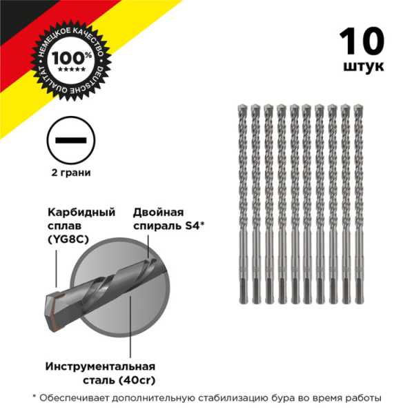 Бур по бетону 8x160x100 мм SDS PLUS (10 шт.) KR-91-0012-4