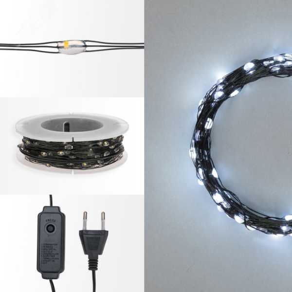 Гирлянда &amp;amp;quot;Роса&amp;amp;quot; 20м 200LED бел. IP20 230В с контроллером провод зел. 303-265