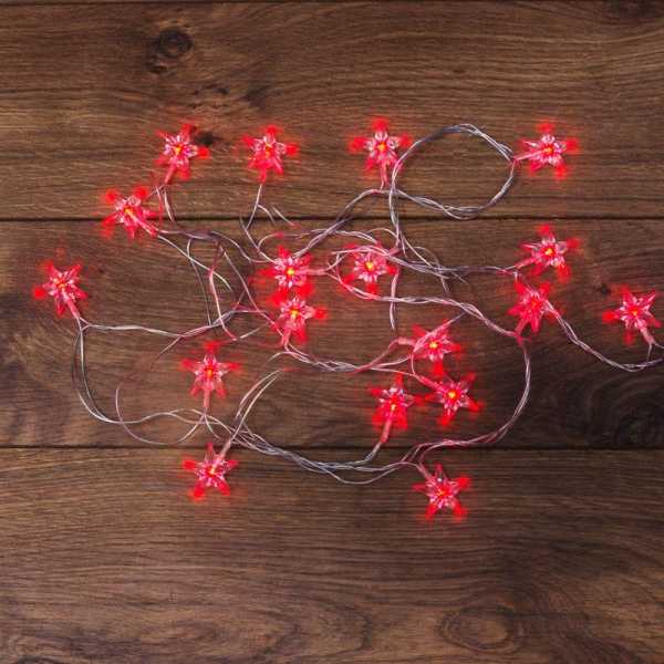Гирлянда светодиодная &amp;amp;quot;Звездочки&amp;amp;quot; 2.8м 20LED красн. 4Вт IP20 303-034