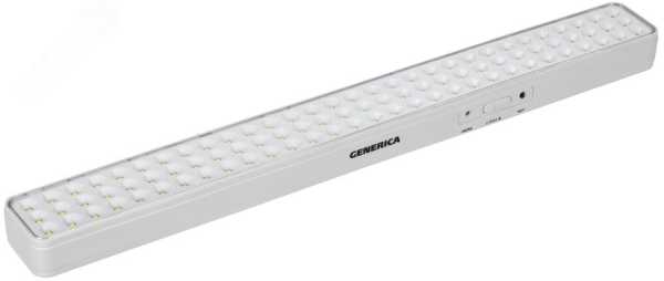 Светильник светодиодный аккумуляторный ДБА 1090 непостоянного действия 90LED 6ч 9Вт GENERICA LDBA0-1090-6-01-K01-G